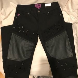 Tripp NYC Faux Leather Spiked Jeans